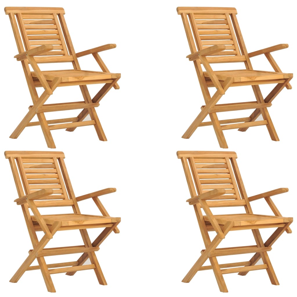 Sedie da Giardino Pieghevoli 4pz 56x63x90cm Legno Massello Teak - homemem39