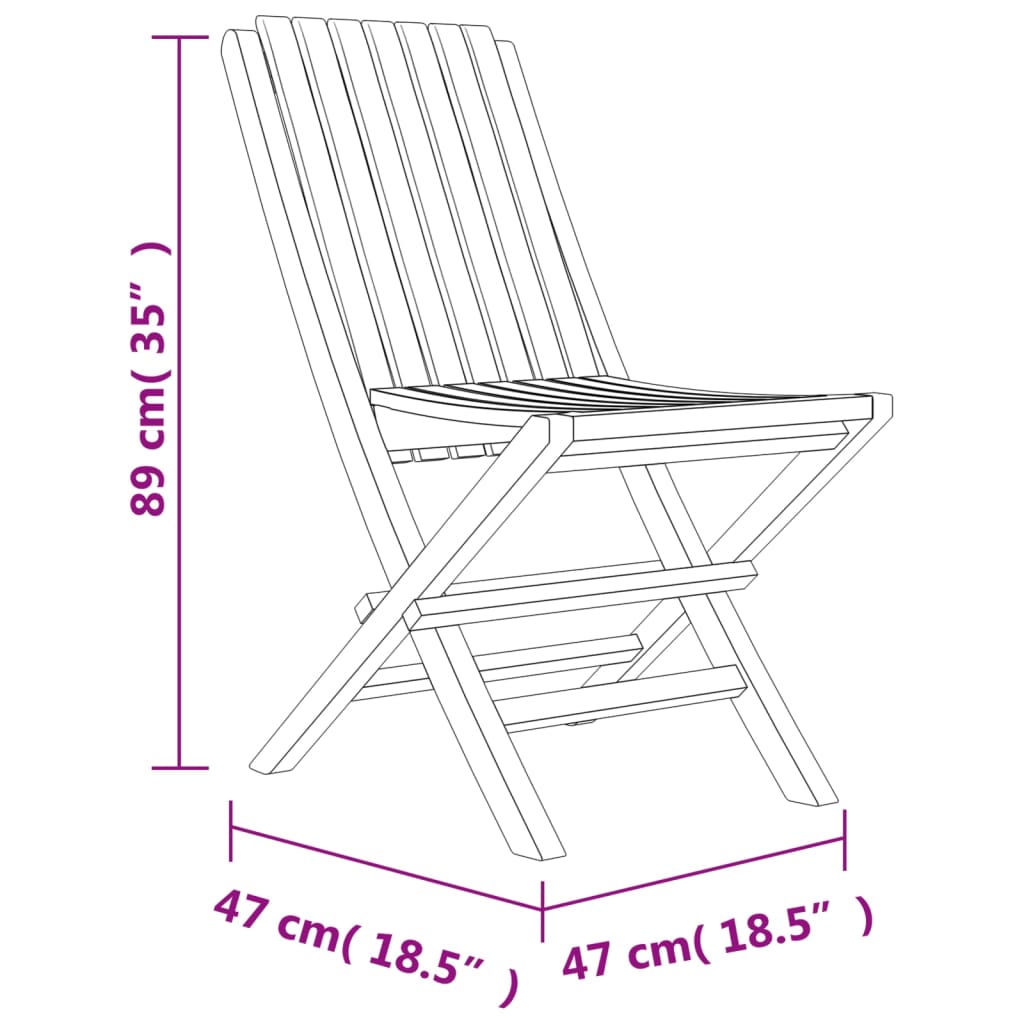 Sedie da Giardino Pieghevoli 6pz 47x47x89cm Legno Massello Teak - homemem39