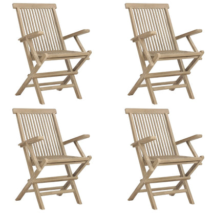 Sedie Giardino Pieghevoli 4pz Grigie 56x61x89 cm Massello Teak - homemem39