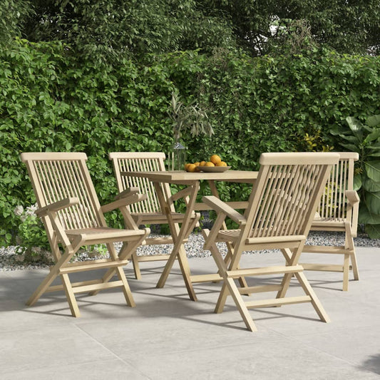 Sedie Giardino Pieghevoli 4pz Grigie 56x61x89 cm Massello Teak - homemem39