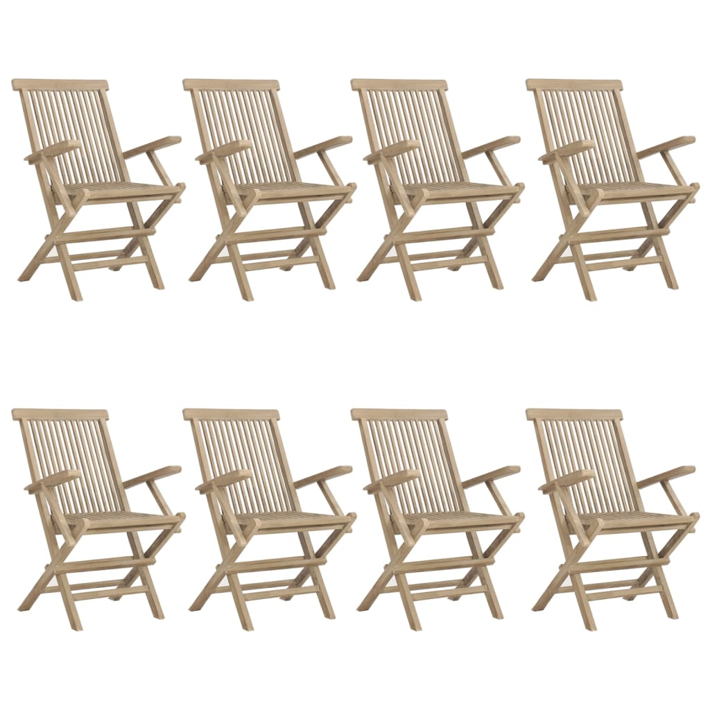 Sedie Giardino Pieghevoli 8pz Grigie 56x61x89 cm Massello Teak - homemem39