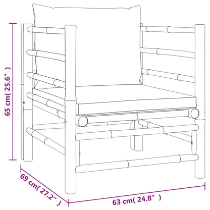 Set Salotto da Giardino 7pz con Cuscini Tortora Bambù - homemem39