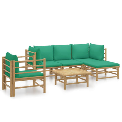 Set Salotto da Giardino 6pz con Cuscini Verdi Bambù - homemem39