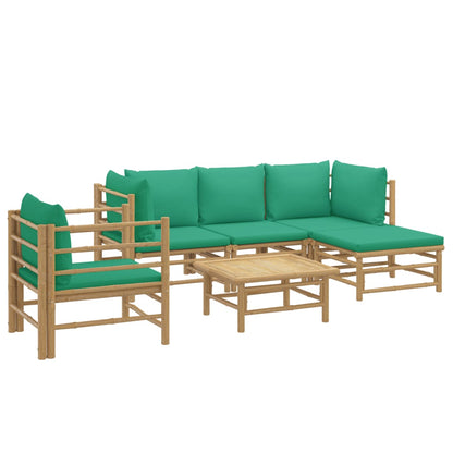 Set Salotto da Giardino 6pz con Cuscini Verdi Bambù - homemem39