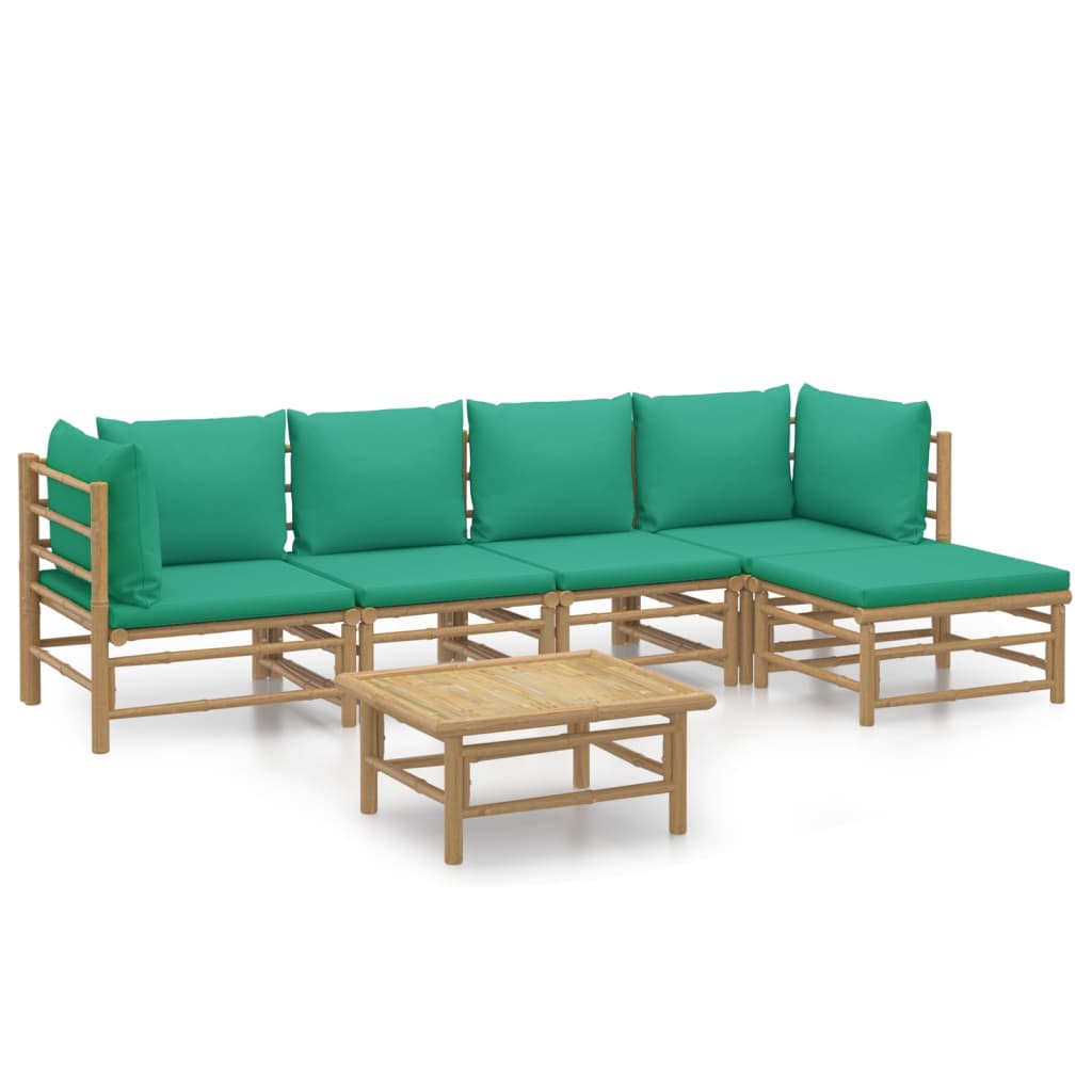 Set Salotto da Giardino 6pz con Cuscini Verdi Bambù - homemem39