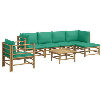 Set Salotto da Giardino 7pz con Cuscini Verdi Bambù - homemem39