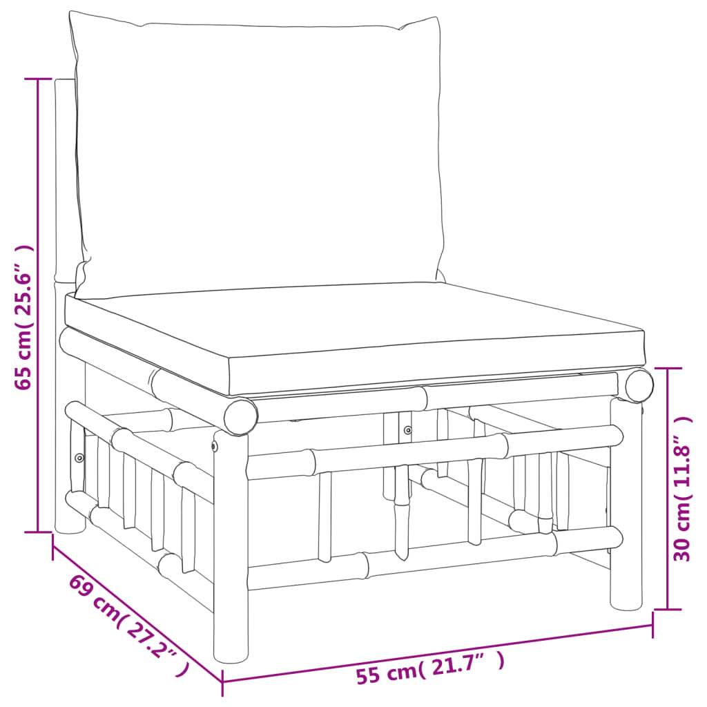 Set Salotto da Giardino 3pz con Cuscini Verdi Bambù - homemem39