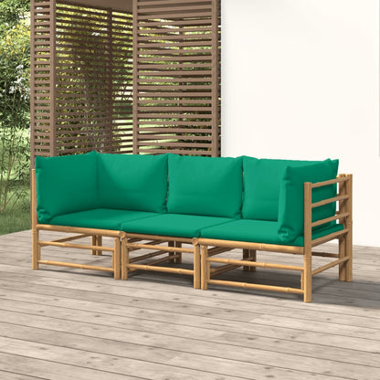 Set Salotto da Giardino 3pz con Cuscini Verdi Bambù - homemem39