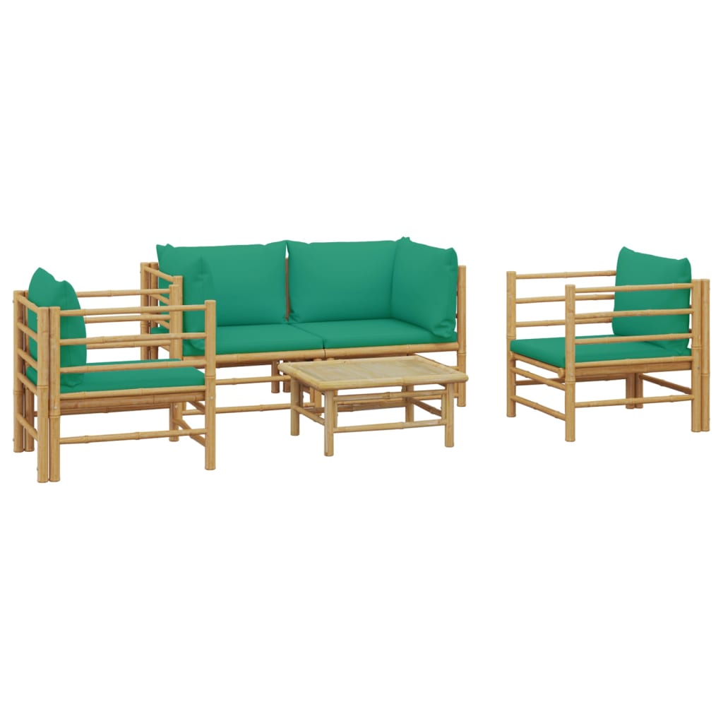 Set Salotto da Giardino 5pz con Cuscini Verdi Bambù - homemem39