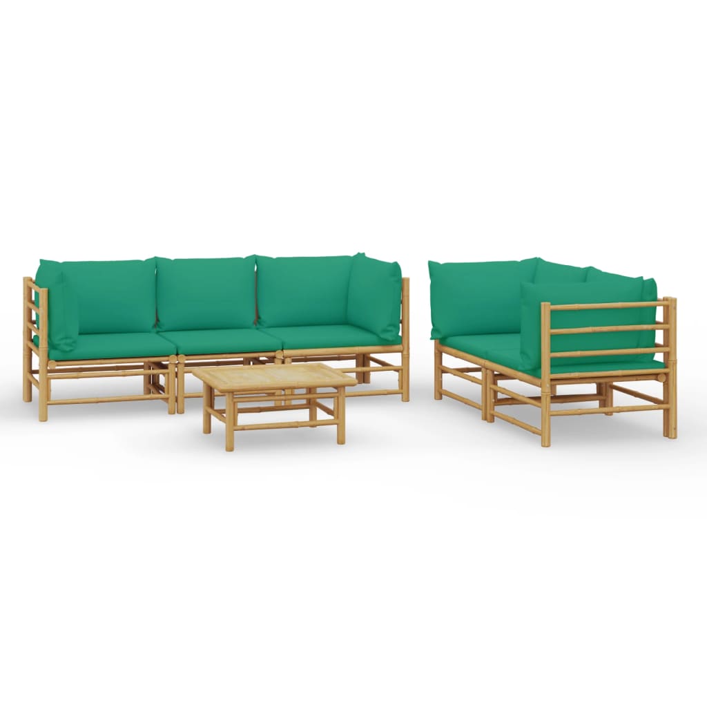 Set Salotto da Giardino 6pz con Cuscini Verdi Bambù - homemem39