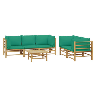 Set Salotto da Giardino 6pz con Cuscini Verdi Bambù - homemem39