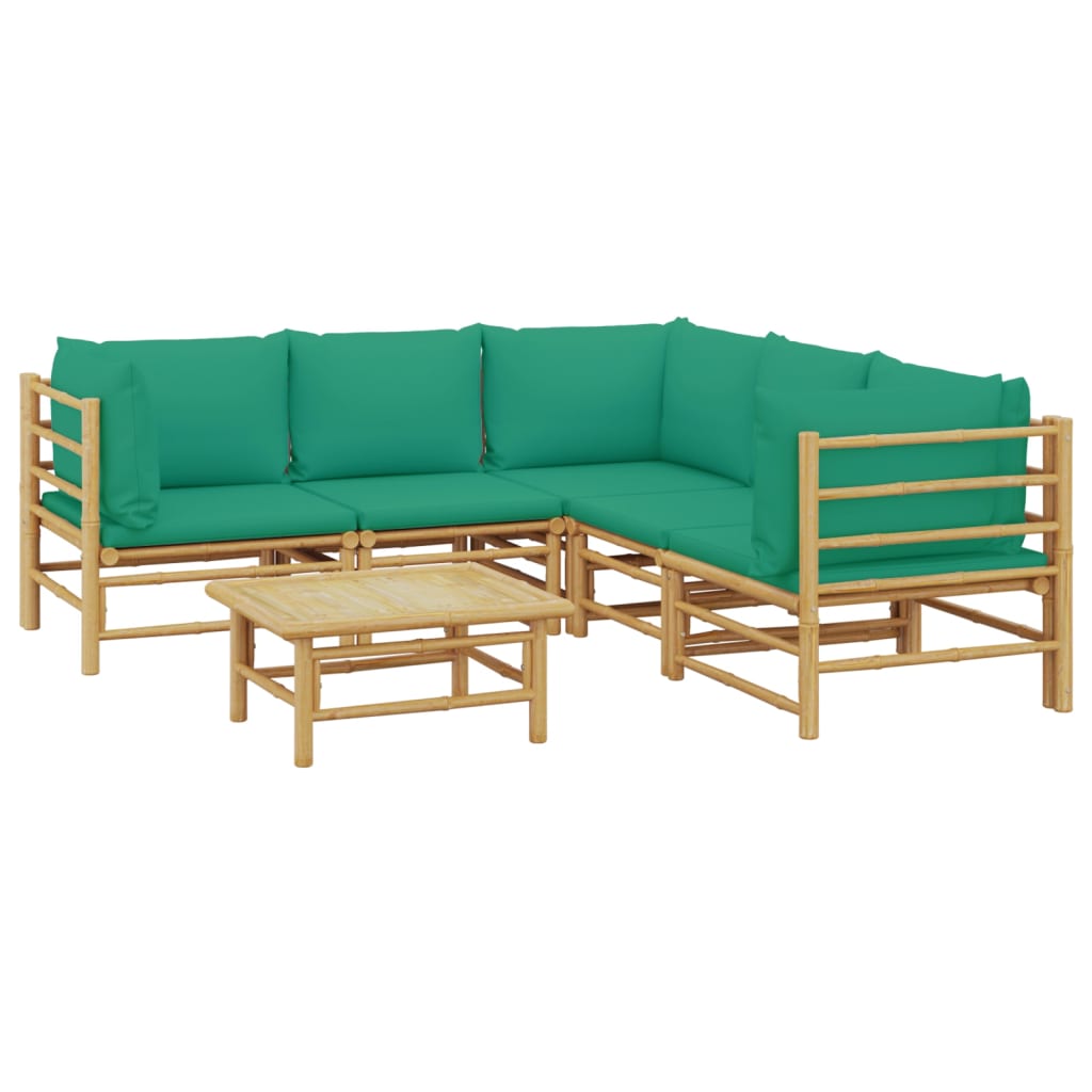 Set Salotto da Giardino 6pz con Cuscini Verdi Bambù - homemem39