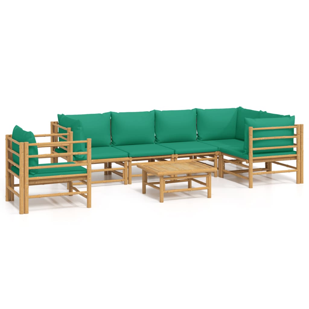 Set Salotto da Giardino 7pz con Cuscini Verdi Bambù - homemem39