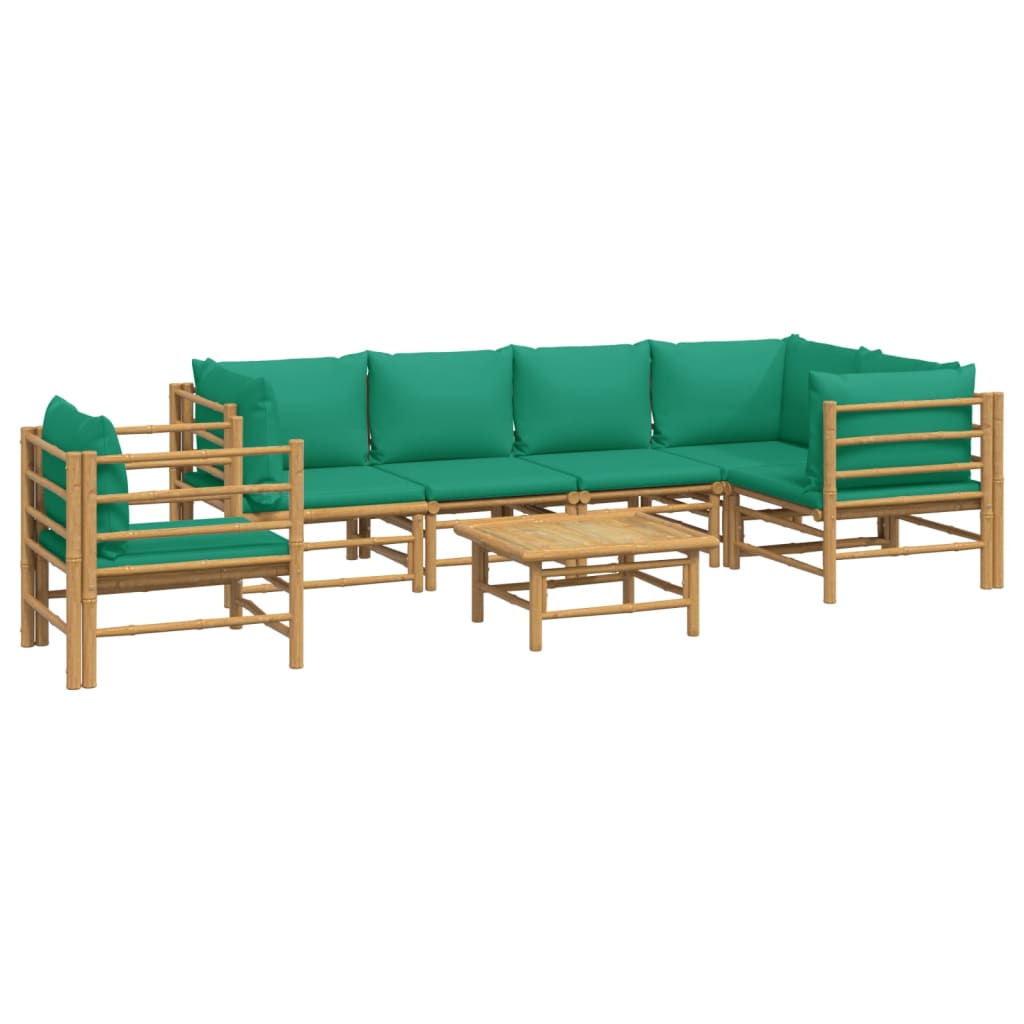 Set Salotto da Giardino 7pz con Cuscini Verdi Bambù - homemem39