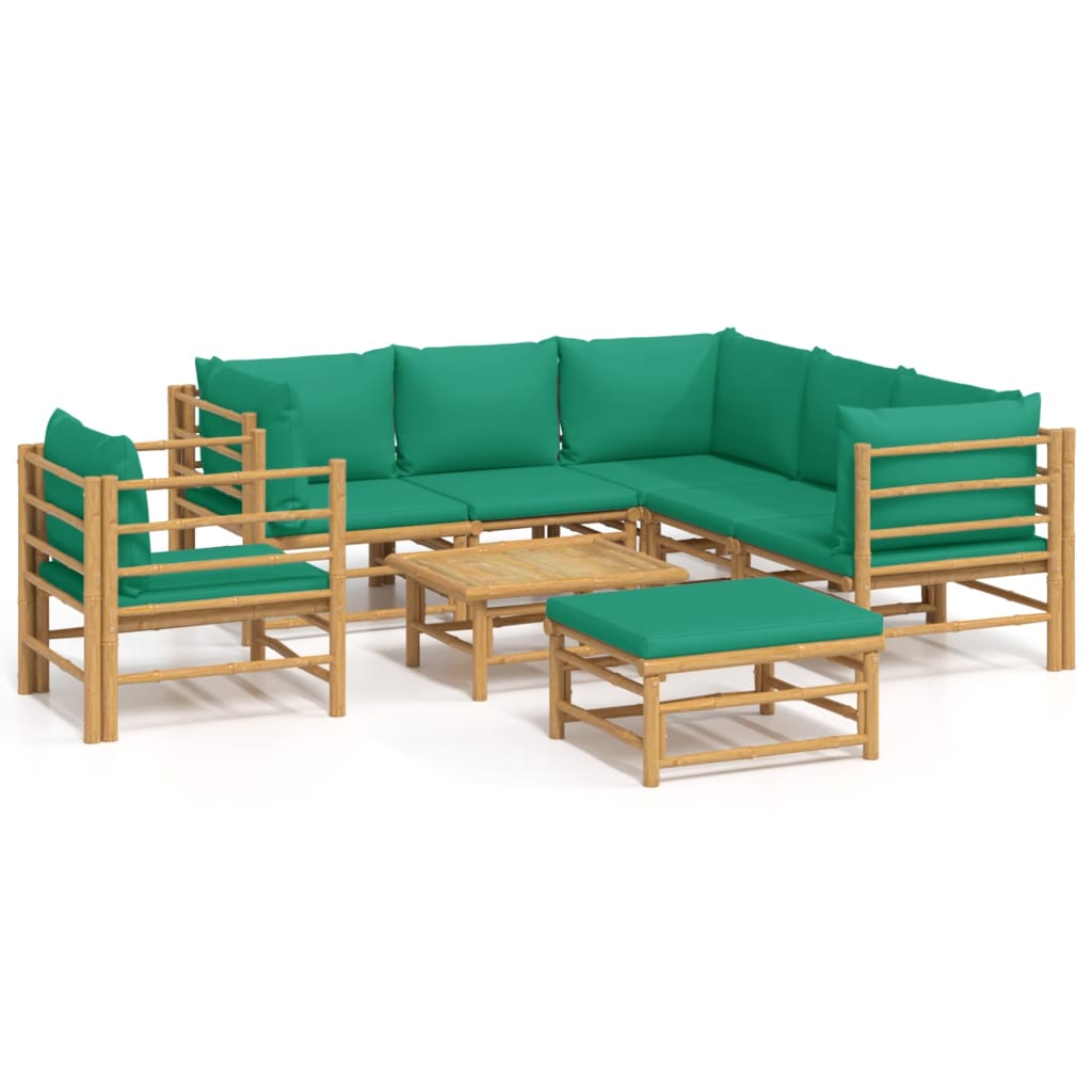 Set Salotto da Giardino 8pz con Cuscini Verdi Bambù - homemem39