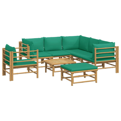 Set Salotto da Giardino 8pz con Cuscini Verdi Bambù - homemem39