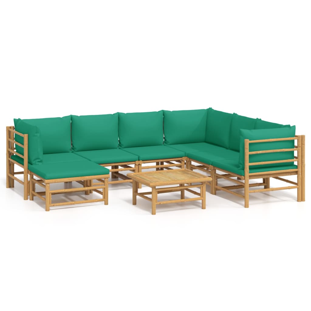 Set Salotto da Giardino 8pz con Cuscini Verdi Bambù - homemem39