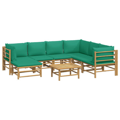 Set Salotto da Giardino 8pz con Cuscini Verdi Bambù - homemem39