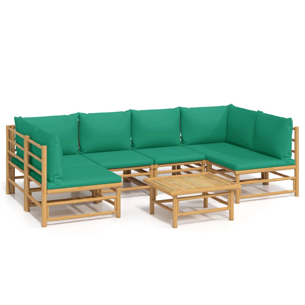 Set Salotto da Giardino 7pz con Cuscini Verdi Bambù - homemem39