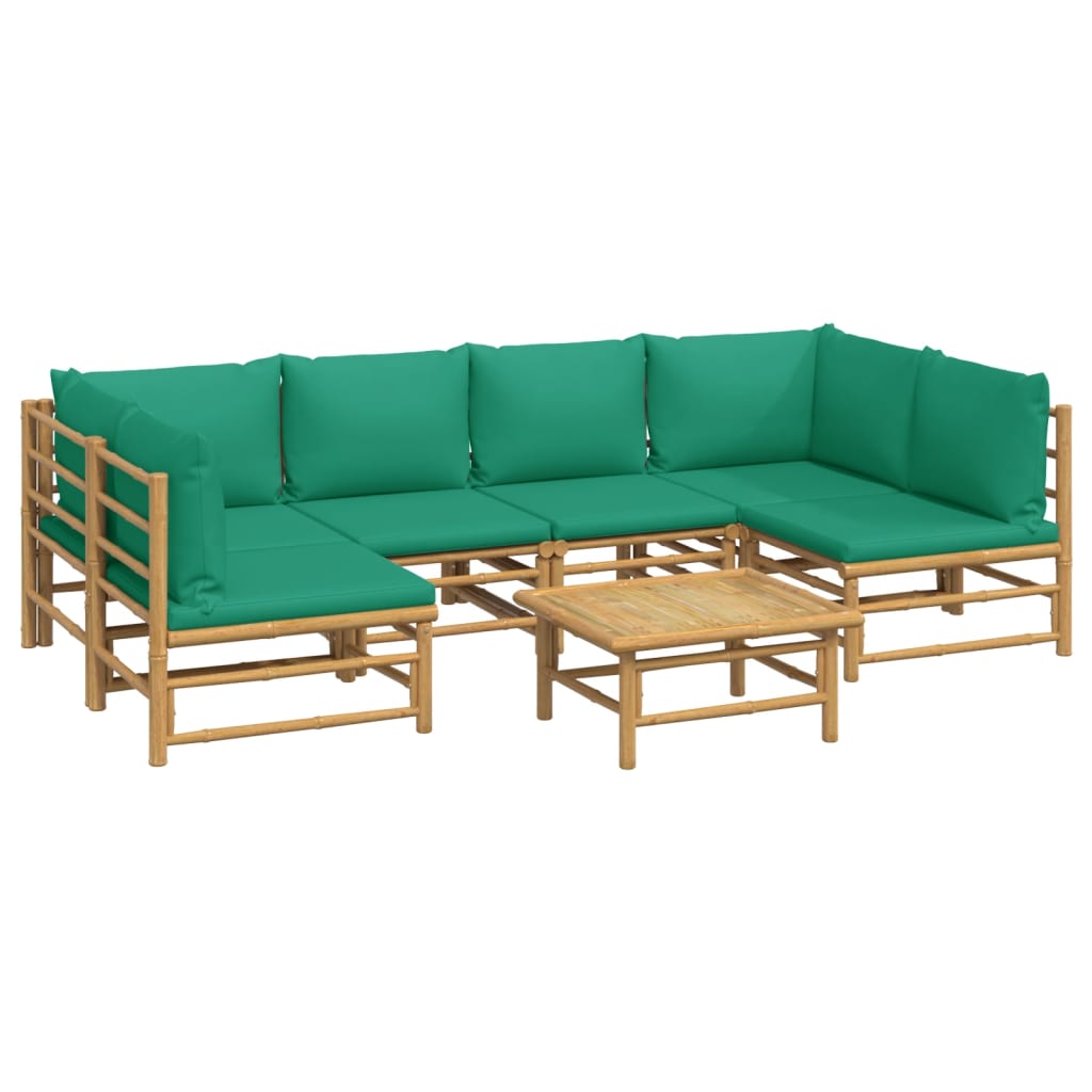 Set Salotto da Giardino 7pz con Cuscini Verdi Bambù - homemem39