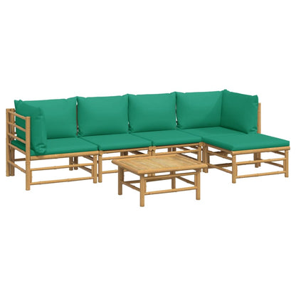 Set Salotto da Giardino 6pz con Cuscini Verdi Bambù - homemem39