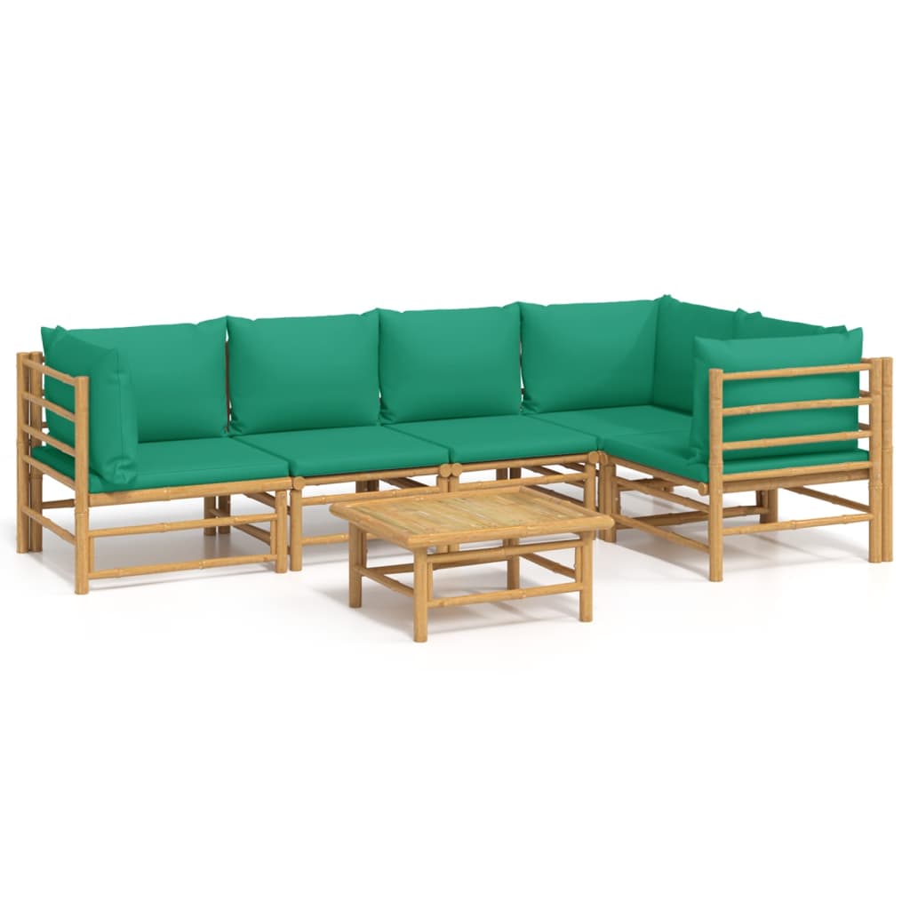 Set Salotto da Giardino 6pz con Cuscini Verdi Bambù - homemem39