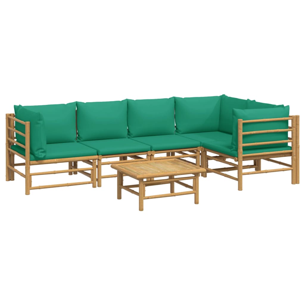 Set Salotto da Giardino 6pz con Cuscini Verdi Bambù - homemem39