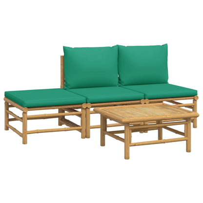 Set Salotto da Giardino 4pz con Cuscini Verdi Bambù - homemem39