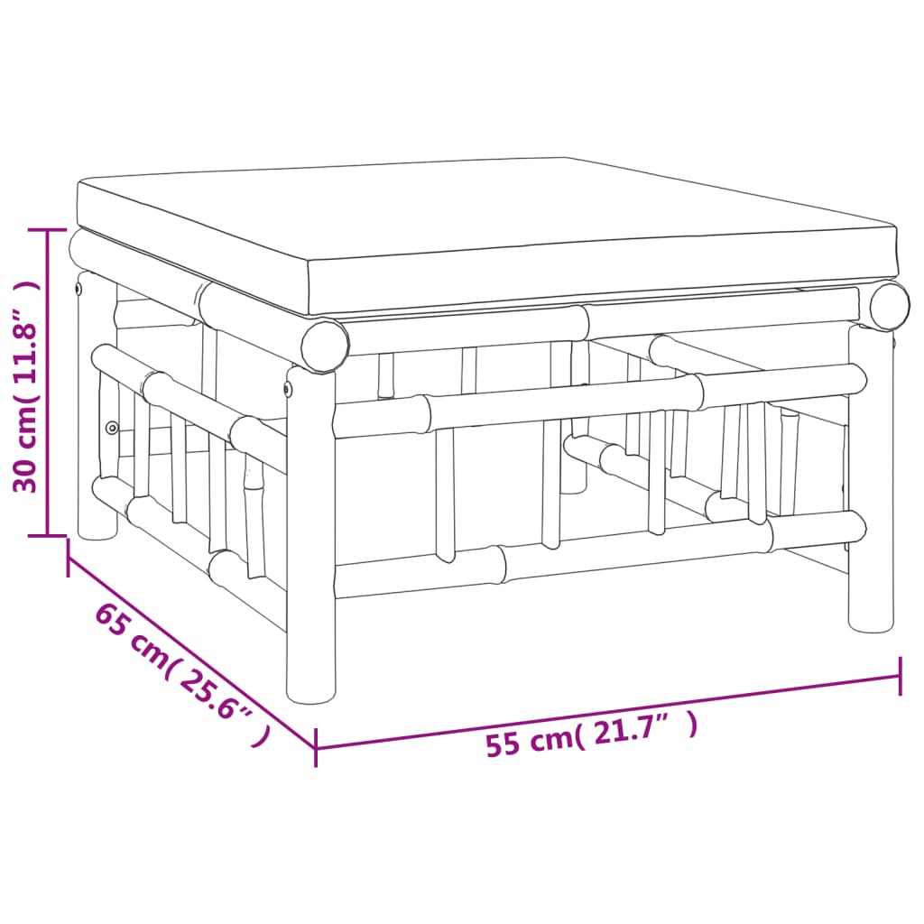 Set Salotto da Giardino 6pz con Cuscini Grigio Scuro Bambù - homemem39