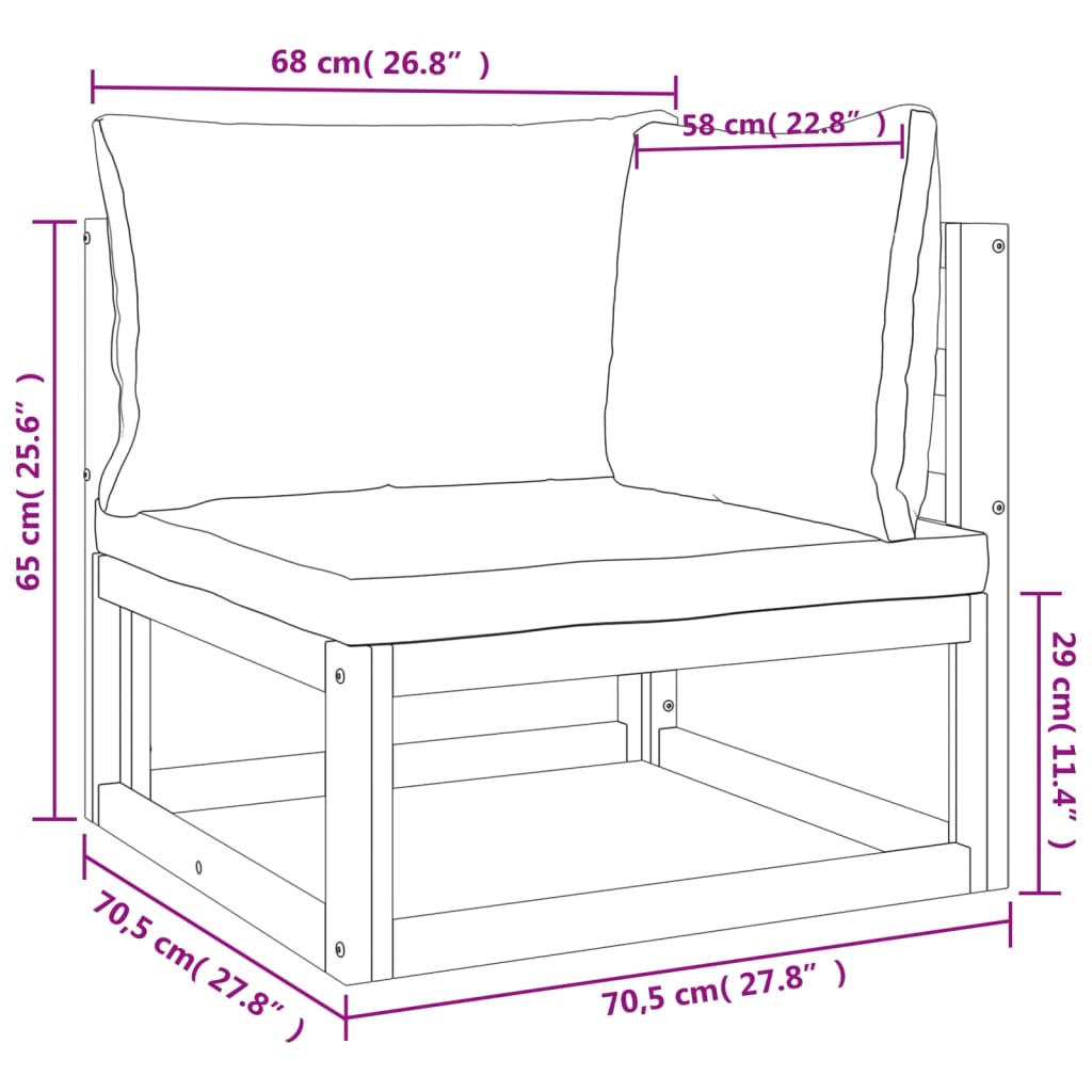 Set Salotto da Giardino 6pz con Cuscini Tortora Legno Massello - homemem39