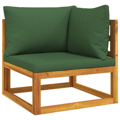 Set Salotto da Giardino 3pz con Cuscini Verdi in Legno Massello - homemem39