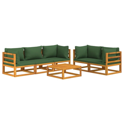 Set Salotto da Giardino 6pz con Cuscini Verdi in Legno Massello - homemem39