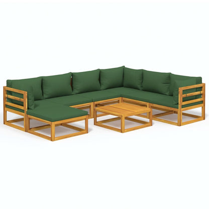 Set Salotto da Giardino 8pz con Cuscini Verdi in Legno Massello - homemem39