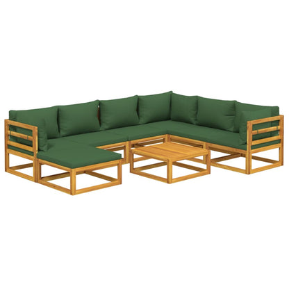 Set Salotto da Giardino 8pz con Cuscini Verdi in Legno Massello - homemem39