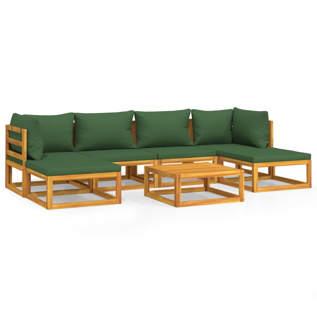 Set Salotto da Giardino 7pz con Cuscini Verdi in Legno Massello - homemem39