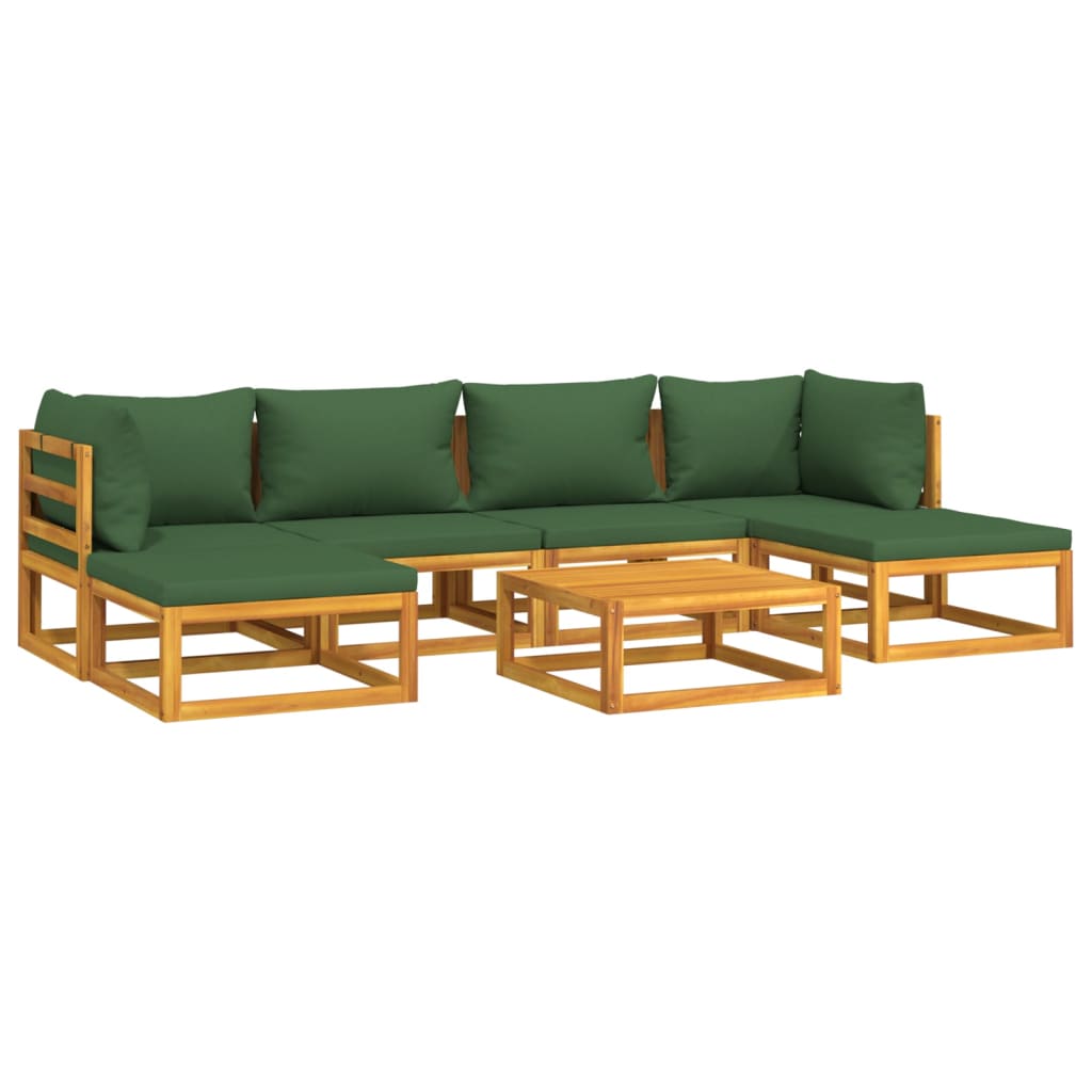 Set Salotto da Giardino 7pz con Cuscini Verdi in Legno Massello - homemem39