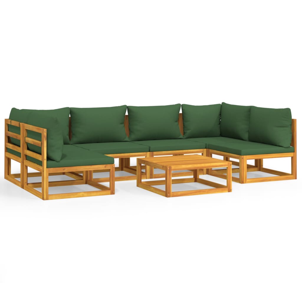 Set Salotto da Giardino 7pz con Cuscini Verdi in Legno Massello - homemem39