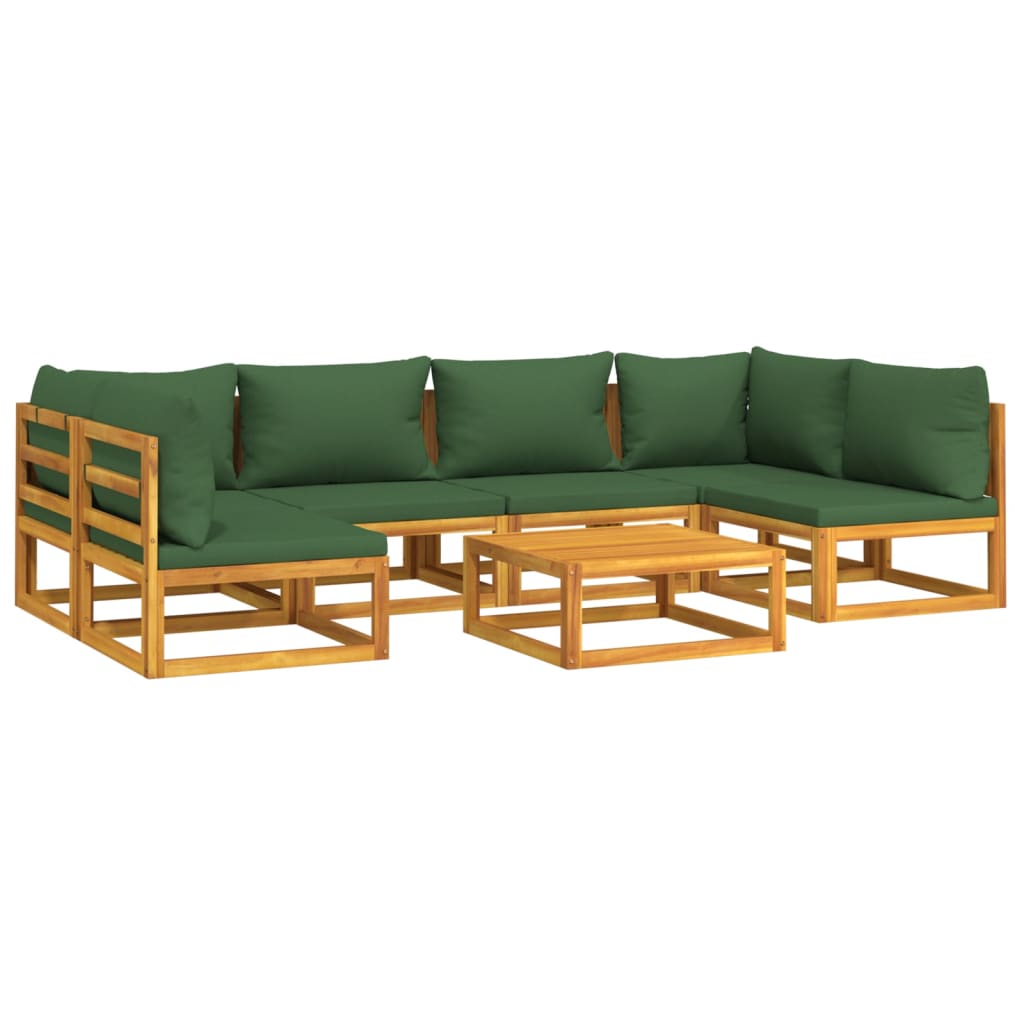 Set Salotto da Giardino 7pz con Cuscini Verdi in Legno Massello - homemem39