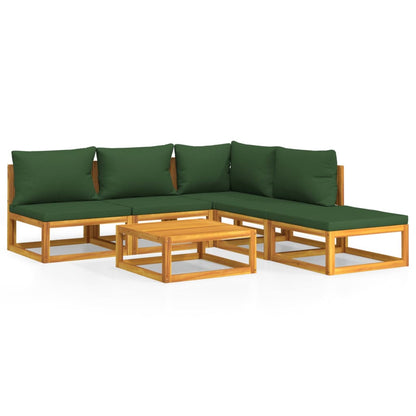 Set Salotto da Giardino 6pz con Cuscini Verdi in Legno Massello - homemem39