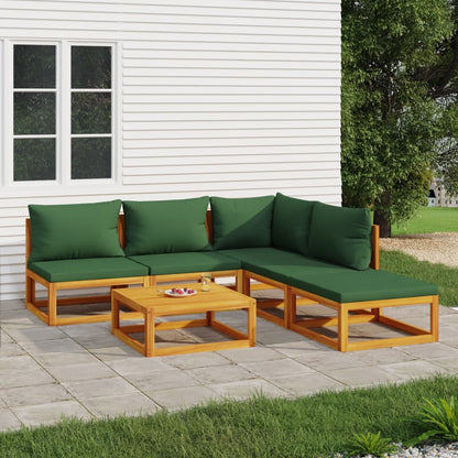 Set Salotto da Giardino 6pz con Cuscini Verdi in Legno Massello - homemem39