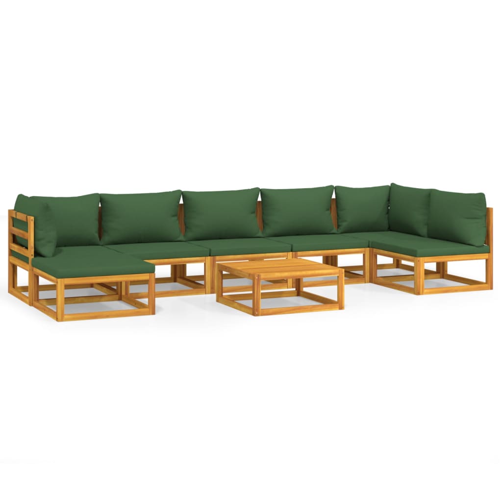 Set Salotto da Giardino 8pz con Cuscini Verdi in Legno Massello - homemem39