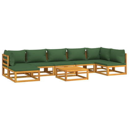 Set Salotto da Giardino 8pz con Cuscini Verdi in Legno Massello - homemem39