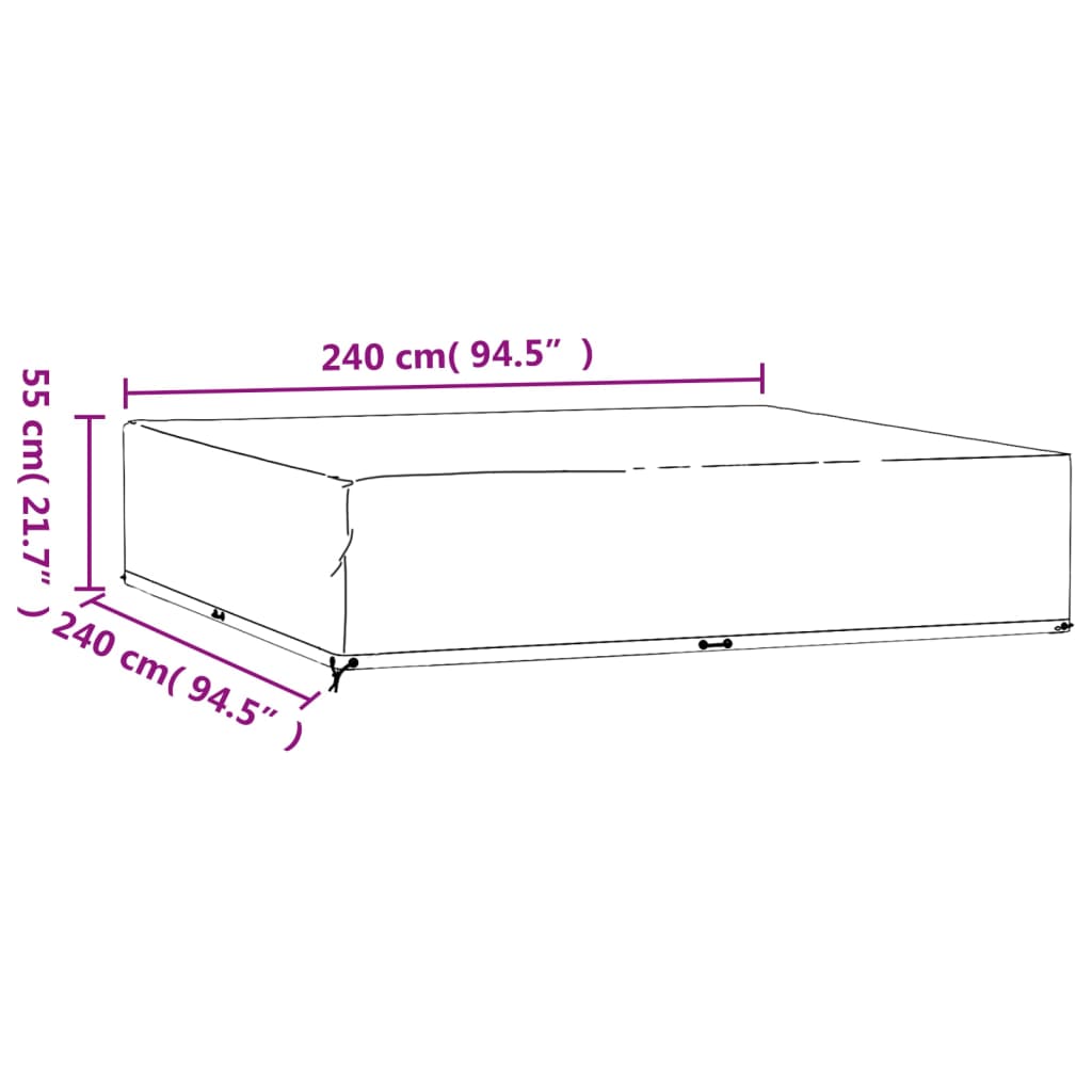 Copri Mobili da Giardino 2pz 16 Occhielli 240x240x55cm Quadrato - homemem39