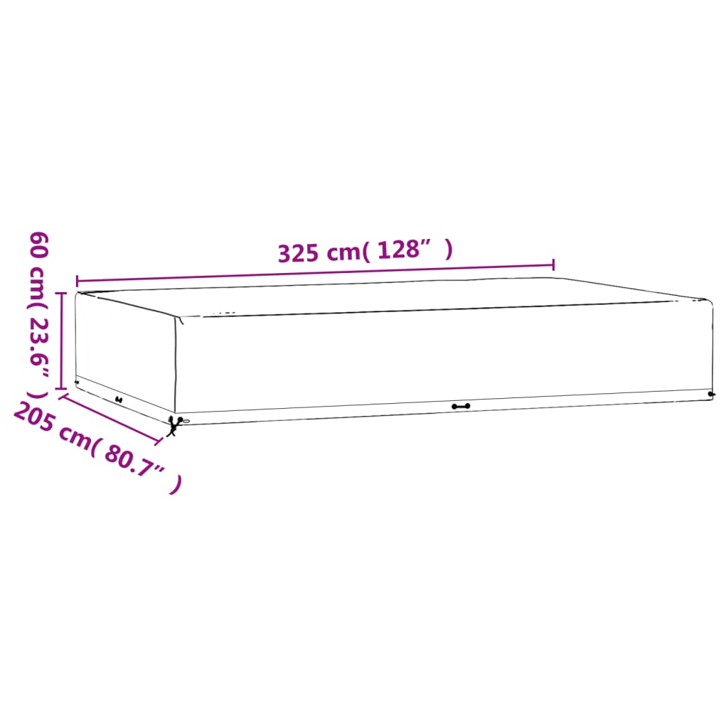 Copri Mobili Giardino 2pz 16 Occhielli 325x205x60cm Rettangolo - homemem39