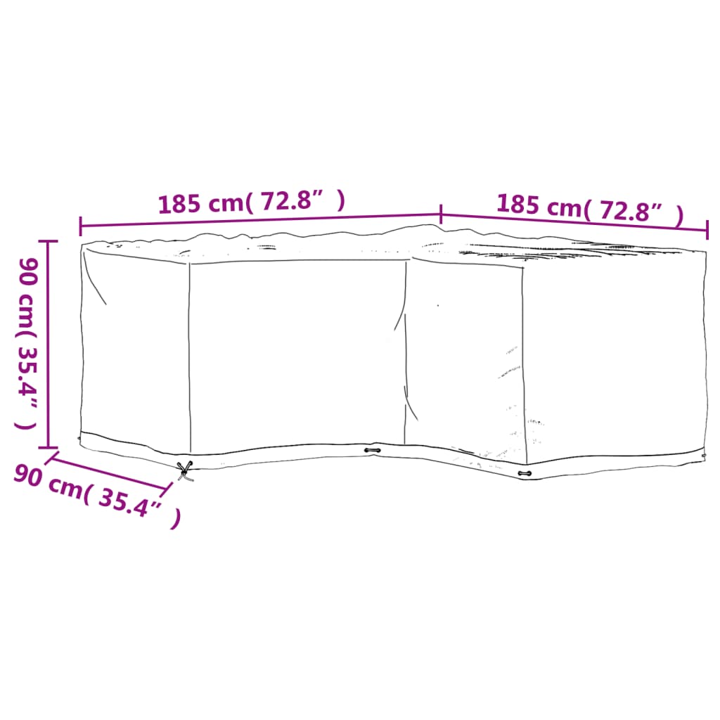 Coperture Mobili da Giardino a L 2pz 12 Occhielli 185x185x90cm - homemem39