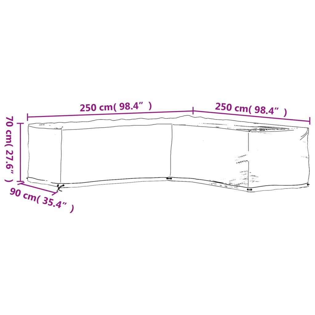 Coperture Mobili da Giardino a L 2pz 16 Occhielli 250x250x70cm - homemem39