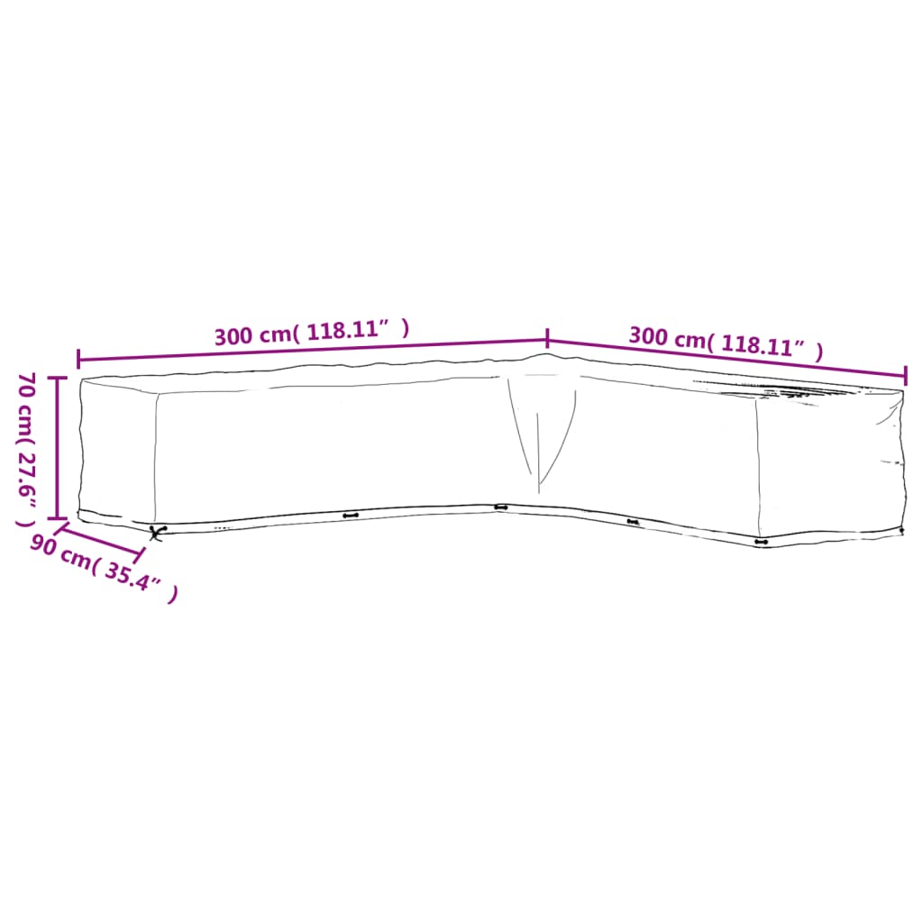 Coperture Mobili da Giardino a L 2pz 20 Occhielli 300x300x70cm - homemem39