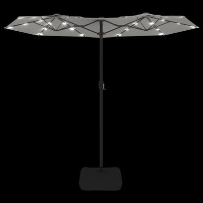 Ombrellone a Doppia Testa con LED Bianco Sabbia 316x240 cm - homemem39