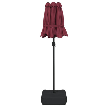 Ombrellone a Doppia Testa con LED Rosso Bordeaux 316x240 cm - homemem39