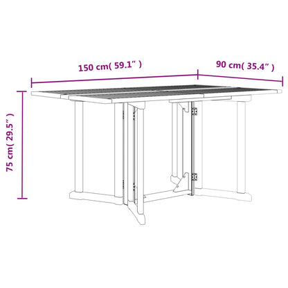 Tavolo Giardino Pieghevole a Farfalla 150x90x75cm Massello Teak - homemem39